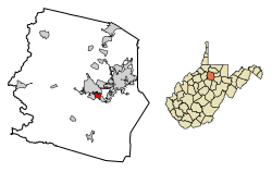 Location of Nutter Fort in Harrison County, West Virginia.