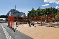 A basketball court on Baana - Helsinki, Finland.