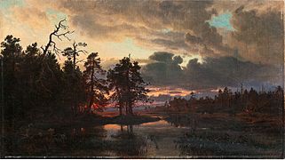 Sonnenuntergang, Öl auf Leinwand (41 × 72,5 cm), zwischen 1865 und 1870