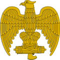 Eagle clutching a fasces, a common symbol of Italian Fascism, regularly used on uniforms and caps