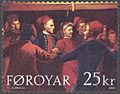 Czeslaw Slania: Faroese dance at Viðareiði - stamp FO 462 of 2003.