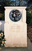 Right, a portrait medallion of Dame Christabel Pankhurst, 1880–1958