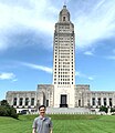 Standing on the lawn of the Louisiana State Capital