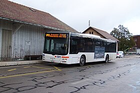 Un MAN Lion's City en ancienne livrée à l'ancienne gare de Crassier.