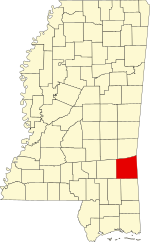 Map of Mississippi highlighting Wayne County