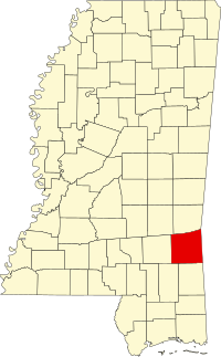 Map of Misisipi highlighting Wayne County