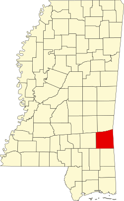 Karte von Wayne County innerhalb von Mississippi