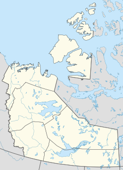 Map of the Northwest Territories in Canada, showing where the Tunnunik impact crater is located.