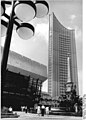 The building in 1984, with the then recently completed Gewandhaus in view.