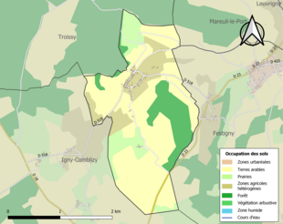 Carte en couleurs présentant l'occupation des sols.