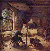 Zelfportret van Adriaen van Ostade in zijn atelier, 1663