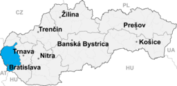 Regionens läge i Slovakien.