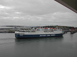 A former Swansea–Ringaskiddy ferry in Ringaskiddy Harbour