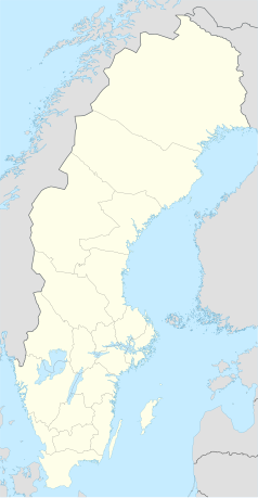 Mapa konturowa Szwecji, na dole znajduje się punkt z opisem „Djursholm”