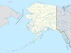 Mapa konturowa Alaski, u góry po prawej znajduje się punkt z opisem „Fort Yukon”