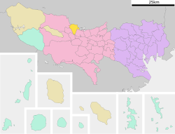 Vị trí Mizuho (màu vàng) trong Tokyo