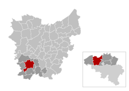 Oudenaardes läge i provinsen Östflandern