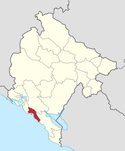 Budvan sijainti Montenegrossa