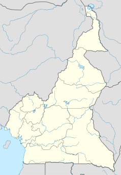 Mapa konturowa Kamerunu, na dole po lewej znajduje się punkt z opisem „Limbe Stadium”