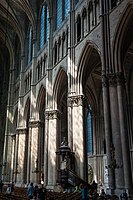 Arcade, dark triforium and clerestory of the nave