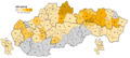 A KDH által elért százalékos eredmény Szlovákia egyes járásaiban a 2010-es parlamenti választáson