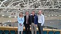 September 2018: U.S. Ambassador, Scott Brown (second from right) and Invercargill MP Sarah Dowie (left) visit the SIT Zero Fees Velodrome.