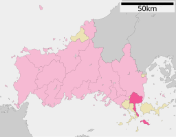 Yanais läge i Yamaguchi prefektur      Städer      Landskommuner