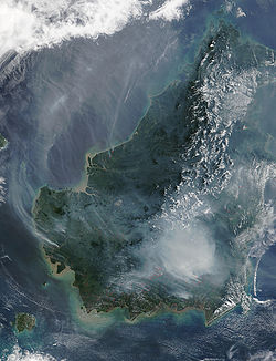 Fires on Borneo from space