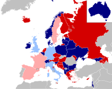 Carte montrant la répartition des pays dans chaque demi-finale.