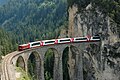 Glacier Express on the Landwasser Viaduct, railway line Albulabahn.