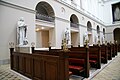 Interior left side with five of Thorvaldsens statues of apostles.