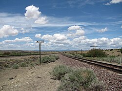 Waldo sign along the BNSF tracks