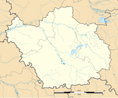 Mapa konturowa Aube, blisko centrum na prawo u góry znajduje się punkt z opisem „Molins-sur-Aube”