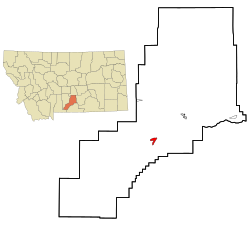 Location of Absarokee, Montana