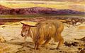 The Scapegoat label QS:Len,"The Scapegoat" label QS:Lpl,"Kozioł ofiarny" 1854, exhibited in the Manchester Art Gallery categoria principale: The Scapegoat by William Holman Hunt