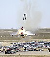 Capt. Christopher Stricklin ejects at an air show at Mountain Home Air Force Base, Idaho