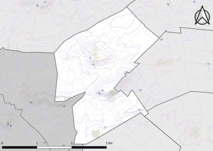 Carte montrant en couleurs le relief d'une commune