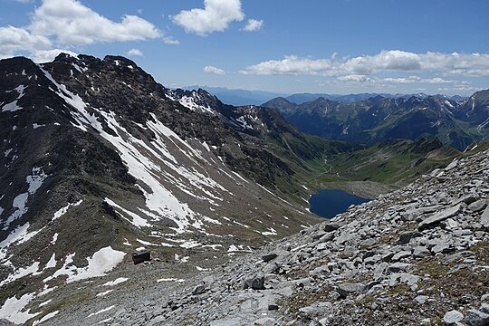 Napfspitz (Pfunderer Berge). A view to mountain Gitschberg (in the middle)