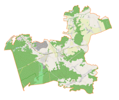 Mapa konturowa gminy Ogrodzieniec, po lewej nieco u góry znajduje się punkt z opisem „Fugasówka”