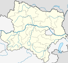 Mapa konturowa Dolnej Austrii, w centrum znajduje się punkt z opisem „Sitzenberg-Reidling”