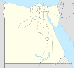 Mapa konturowa Egiptu, blisko górnej krawiędzi znajduje się punkt z opisem „Damietta”