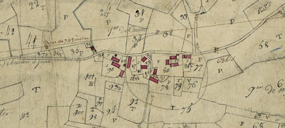 Extrait du plan cadastral de 1809 du hameau de Récahorts