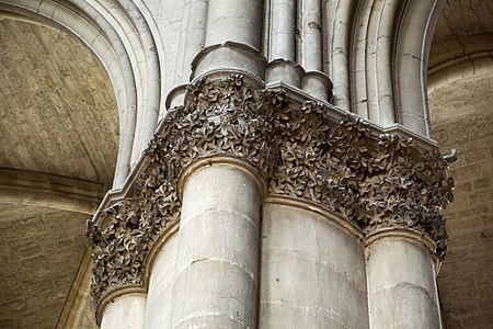 Capitals of the clustered columns, here modelled after the leaves of sycamore (Acer pseudoplatanus).