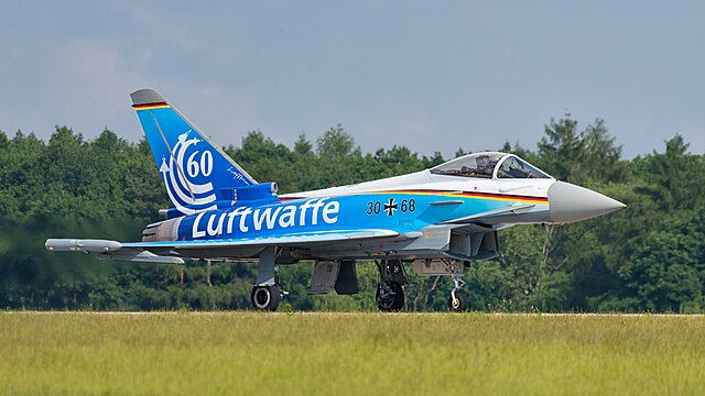 Eurofighter Typhoon EF2000 (reg. 30+68) of the German Air Force (Deutsche Luftwaffe, Taktisches Luftwaffengeschwader 74) at ILA Berlin Air Show 2016.