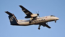 A Maroomba DHC-8-300 approaching Perth Airport in 2022