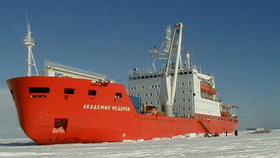 Photograph of the Akademik Fyodorov icebreaker.