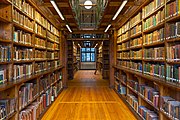 Bookcases in a library