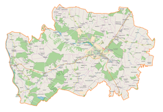 Mapa konturowa powiatu kraśnickiego, po lewej znajduje się punkt z opisem „Księżomierz Dzierzkowska”