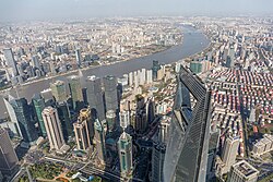 Panorama della città dalla torre di Shanghai