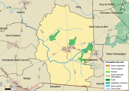 Carte des infrastructures et de l'occupation des sols en 2018 (CLC) de la commune.